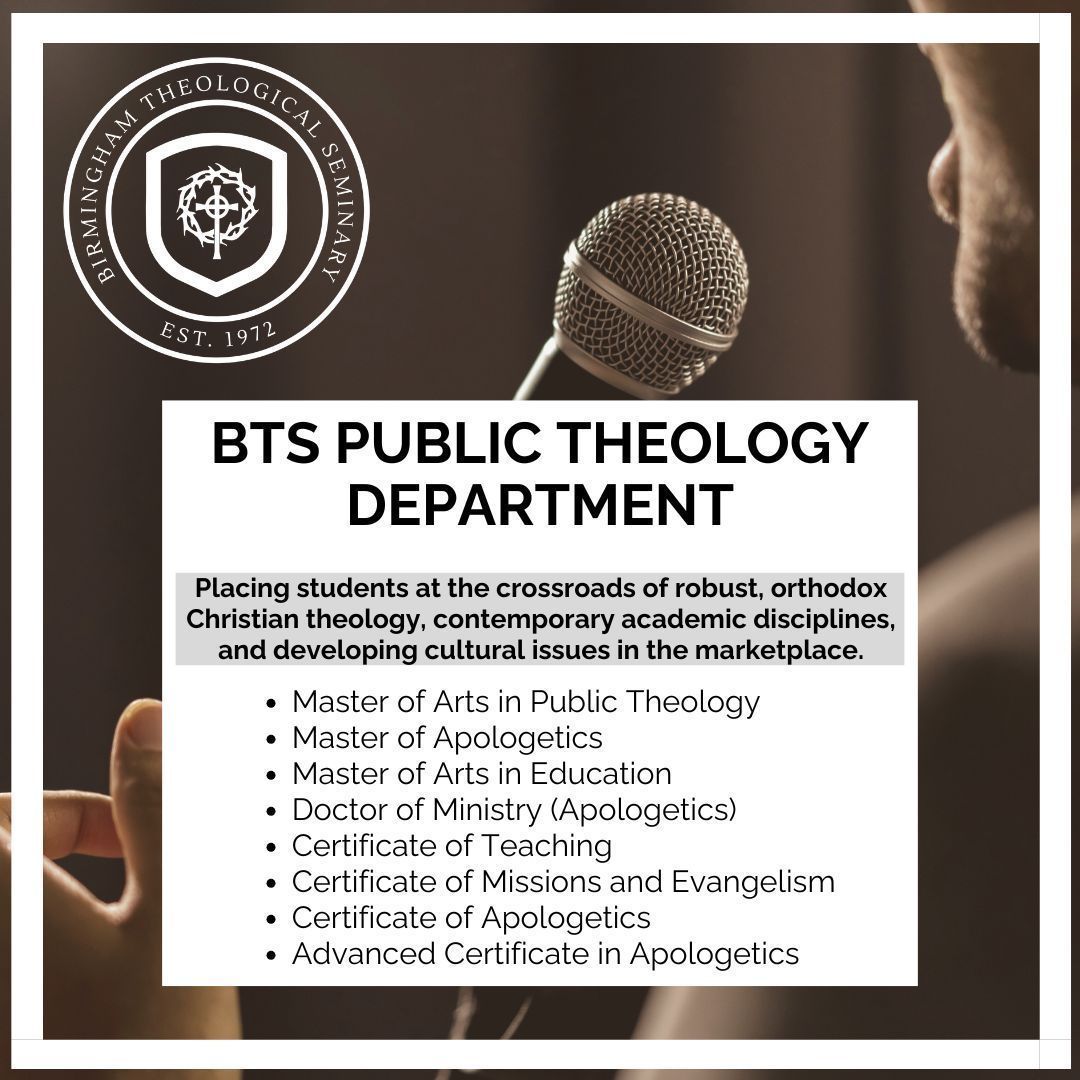 It is our desire that our graduates will be better equipped to speak with truth, wisdom, and love to the long developing cultural trends of our day and be obedient to Jesus’ command that we should love God and love our neighbors.  Learn more here: bts.education/departments/pu…