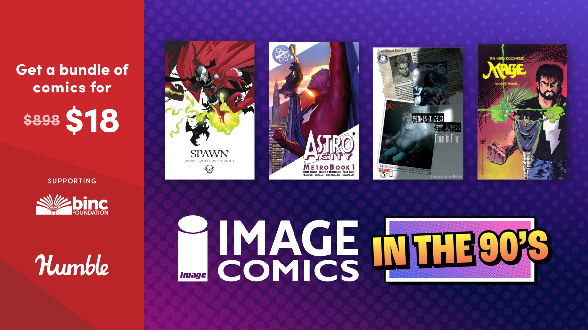 Dive into the inaugural miniseries and the first eight issues of Erik Larsen’s groundbreaking series with Savage Dragon Ultimate Collection Vol. 1 - 3.

The Image in the ‘90s comics bundle supports <a href="/BincFoundation/">Book Industry Charitable Foundation (Binc)</a> | bit.ly/3JLnhpf