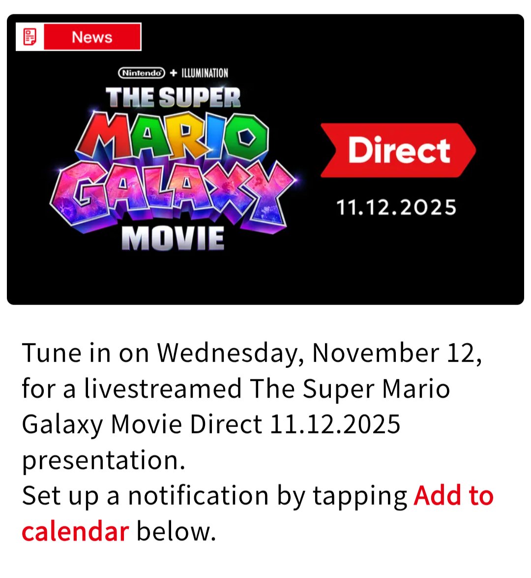 gogamego's tweet image. This Wednesday, a Direct for The Super Mario Galaxy Movie!