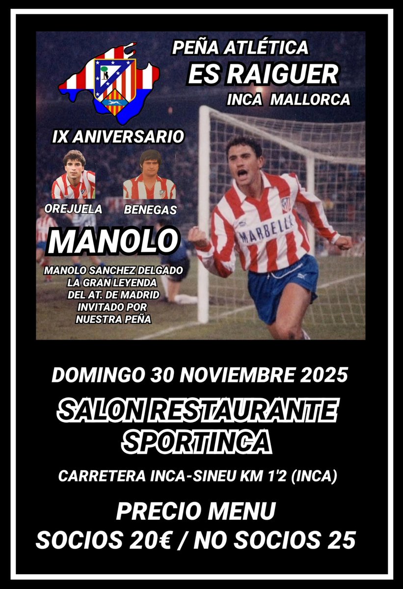 Tolosalvainca's tweet photo. Últimos tickets a la venta para la Gala Comida del IX ANIVERSARIO de la Peña Atlética Es Raiguer Inca-Mallorca.
Corre que te vas a quedar sin.
Haz tú reserva aquí 👇 https://t.co/1E5Ab0bDSh