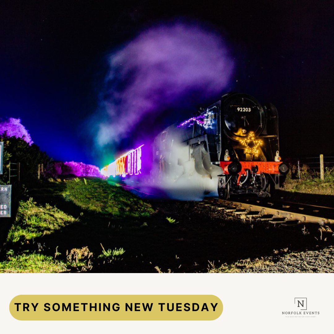 🚂 This #TrySomethingNewTuesday, step into a world of lights aboard the #NorfolkLightsExpress! See Norfolk sparkle like never before.  

🎟️ To learn more visit: norfolkevents.uk/event/norfolk-…  
#NorfolkEvents #LightUpYourNight