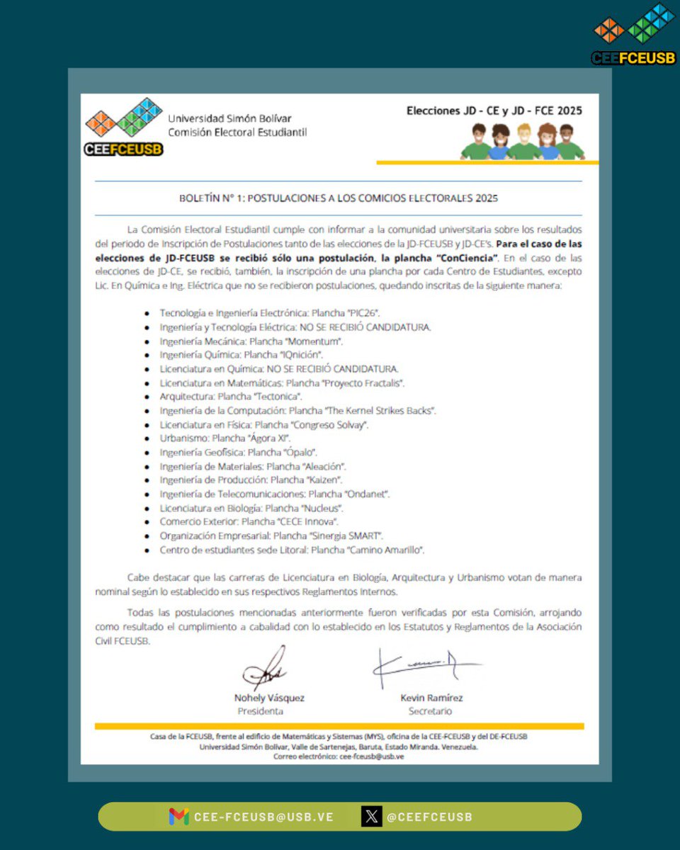 Comisión Electoral Estudiantil - FCEUSB tweet media