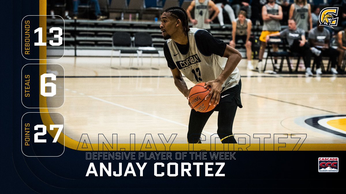 𝑳𝒐𝒄𝒌𝒅𝒐𝒘𝒏 🔒

After picking up crucial steals and stops in the Corban Men’s Basketball team’s massive 12-point upset over No. 9 The Master’s, redshirt senior guard Anjay Cortez has been named the CCC Defensive Player of the Week! 🏀⚔️

#WeAreCorban