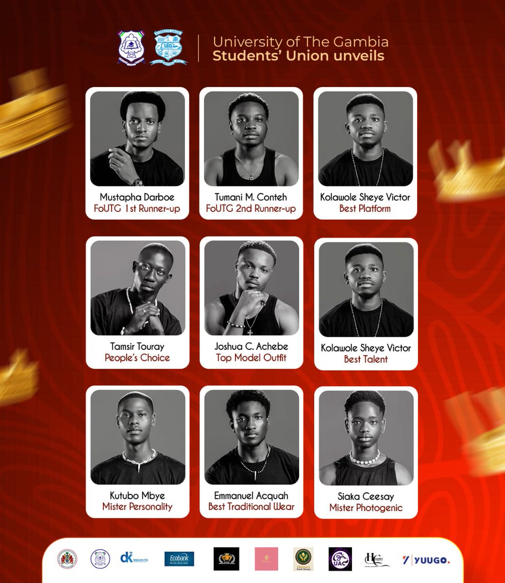 The 23rd Executive Council of the University of The Gambia Students’ Union wishes to congratulate all awardees of the FoUTG Awards under the Male Category. This year’s edition highlighted the exceptional grace, brilliance, excellence, creativity, and confidence of our contestants