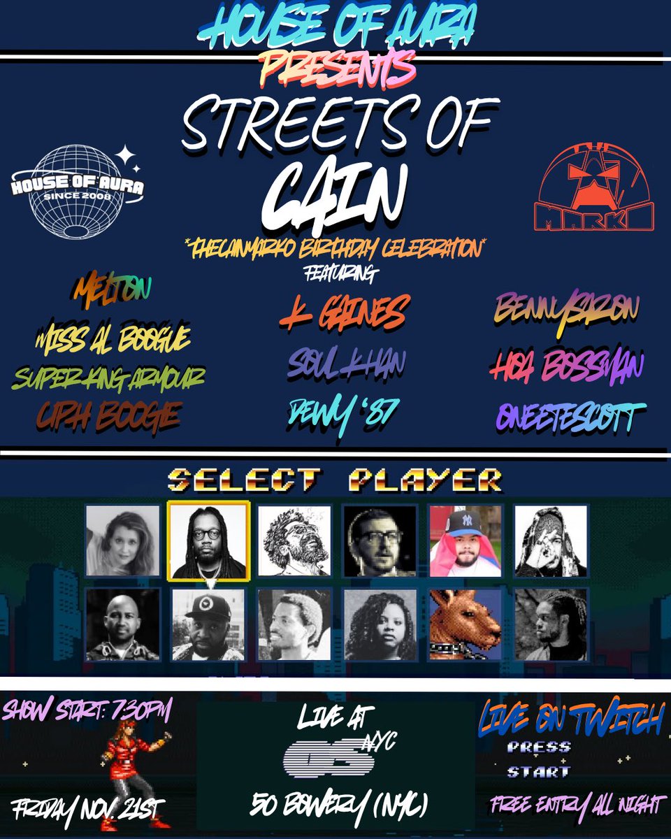 FRIDAY NOVEMBER 21st

WE ARE BACK AT OS NYC TO CELEBRATE <a href="/thecainmarko/">Kyle Royce Haynes</a> BIRTHDAY!

Crazy Line Up In The Heart Of Chinatown &amp; It’s 100% FREE!!!

Featuring.
<a href="/BennySazon/">aint from round here cuz</a> 
<a href="/1KGaines/">K. Gaines</a> 
<a href="/LOWERCASEmelton/">device manager (@melton.works 🦋)</a> 
<a href="/Ciphboogie24/">Ciph B</a> 
<a href="/soulkhan/">soul khan</a> 
<a href="/HOA_Bossman/">Bossman</a> 
&amp; MANY MORE!!