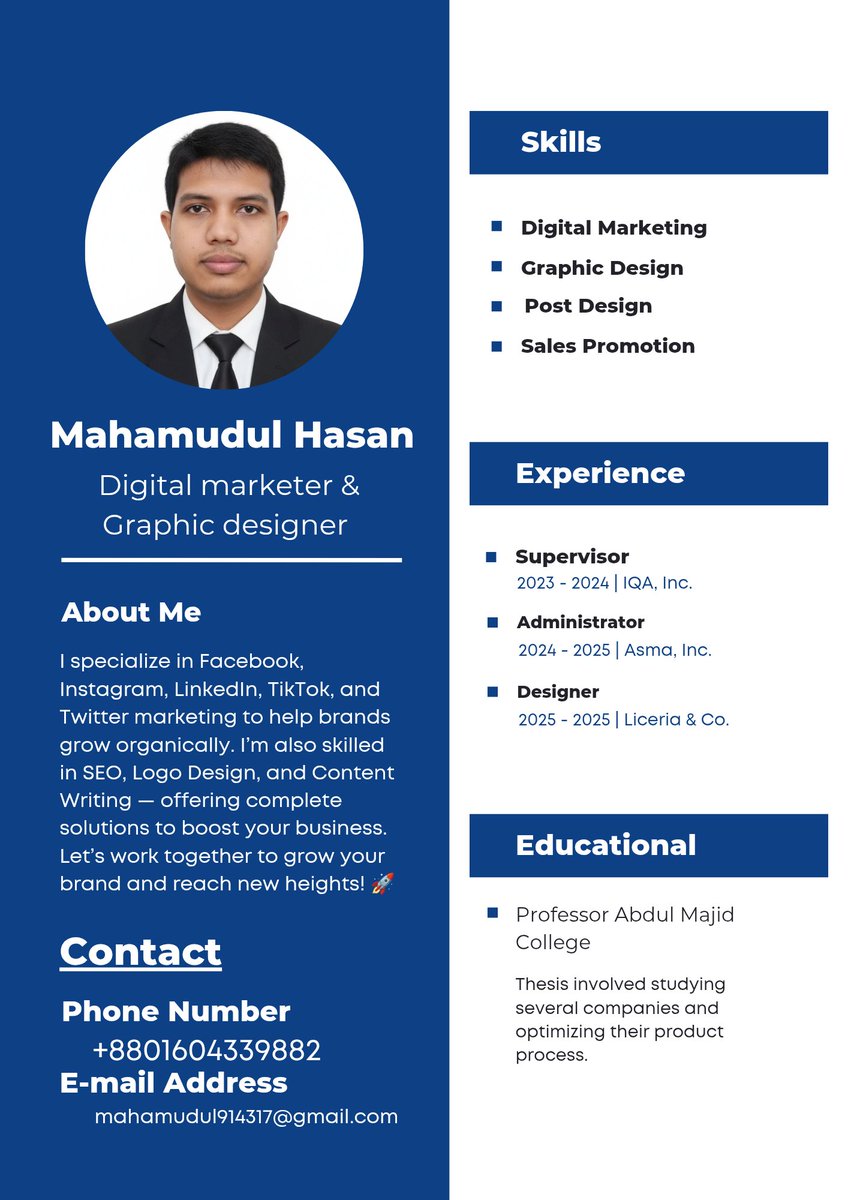 Mahamudul882's tweet photo. Boost your brand’s online presence with expert digital marketing &amp; design! 🚀
I’m Mahamudul Hasan — skilled in Social Media Marketing, SEO, and Graphic Design.
Let’s grow together 💼

👉 https://t.co/y875RS08vE

#DigitalMarketing #GraphicDesign #Fiverr #socialmediamarketing https://t.co/EphSNTKkr0