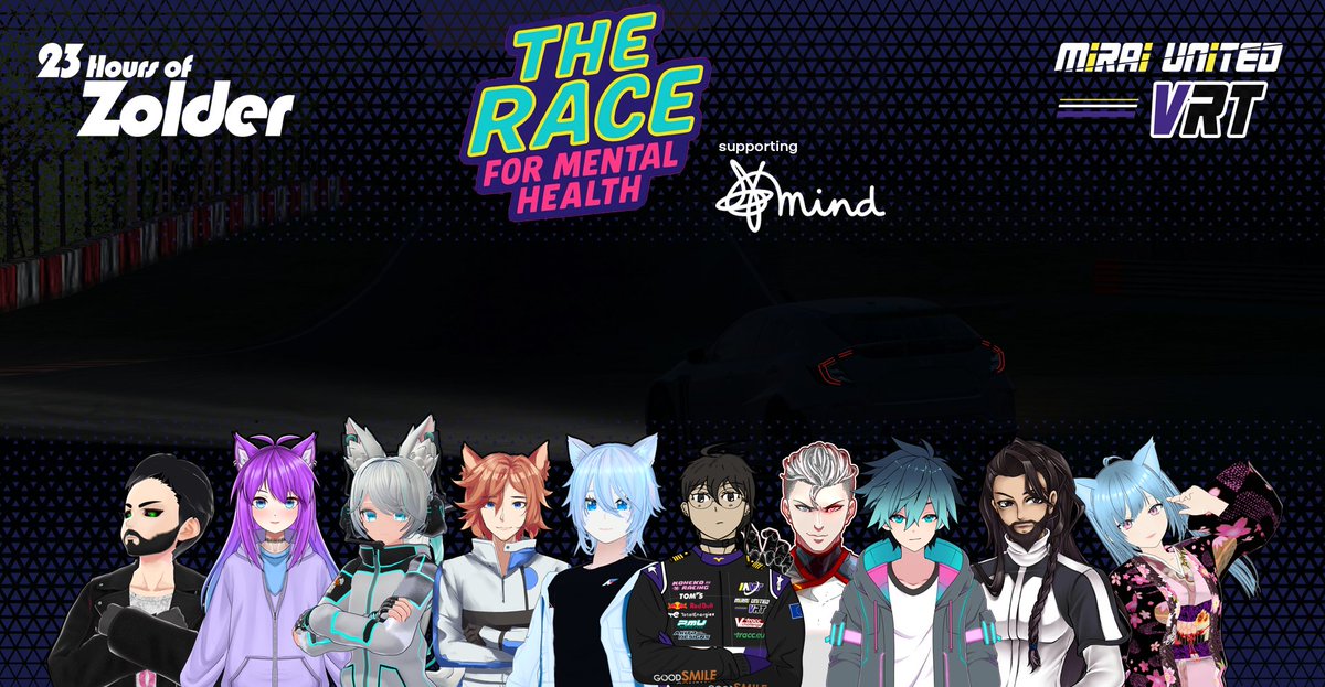 💫🏁 The Race for Mental Health 💫🏁

We're happy to announce we will be racing this weekend in <a href="/JimmyBroadbent/">Jimmy Broadbent</a>'s 23 Hours of Zolder, the 7th Race for Mental Health, raising money for Mind.

Donate here: justgiving.com/page/rfmh7

See you all this weekend!

#UnitedWeRace #VTuber