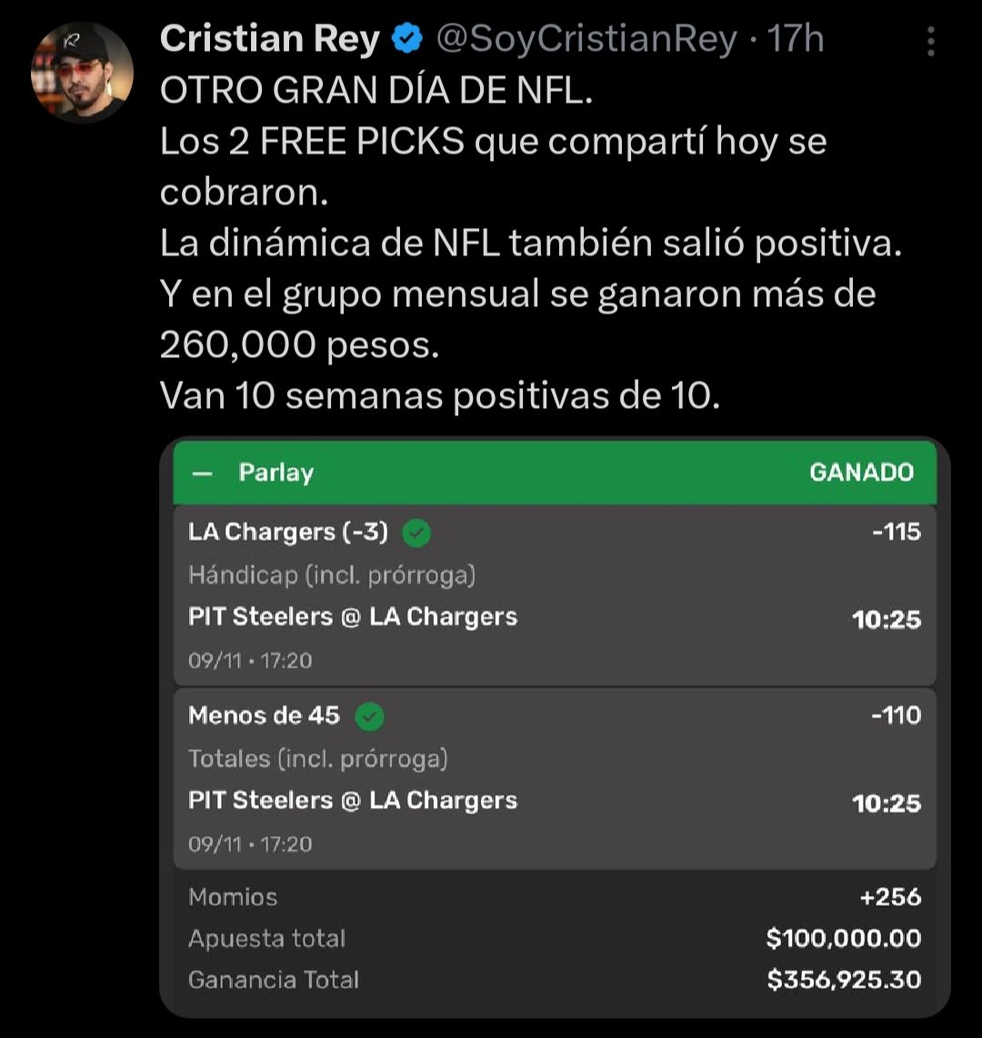 tipstereventa's tweet photo. Ya tenemos el pick #7613 de CRISTIAN REY 👑🫶🏻🚀

Si este post llega a 69 ❤️♻️  lo mandamos de una 💸

Si llegamos a 500 seguidores antes de que inicie les regalamos otra semana absolutamente GRATIS de picks de CRISTIAN REY! 🚀👀 https://t.co/icitrw47Rz