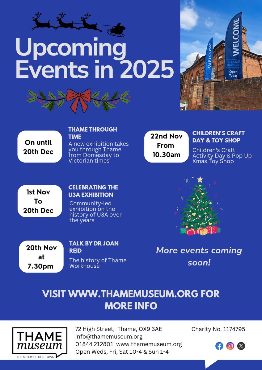 MuseumThame's tweet photo. 📣 We have lots happening at Thame Museum over the next few months!

🎅 Thame Museum Gift Shop is full of Christmas gifting ideas! 🎄⛄️☃️❄️

More details on our website 👇

https://t.co/lTKRSghTN0 

#thamemuseum #events #eventsinthame #thamehistory #visitthame #christmas https://t.co/oCsG28gxKz