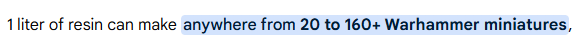 I want to remind people that for the price of 5 resin models, you could buy six 1-litre bottles of resin and make at minimum 120 models.

Just in case you forgot how scummy GW can be.