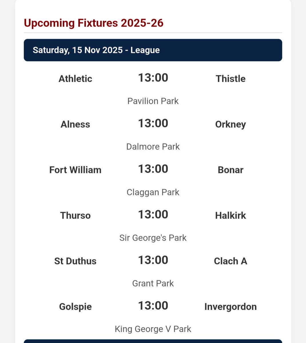 This week's NCFA league matches #NCFA