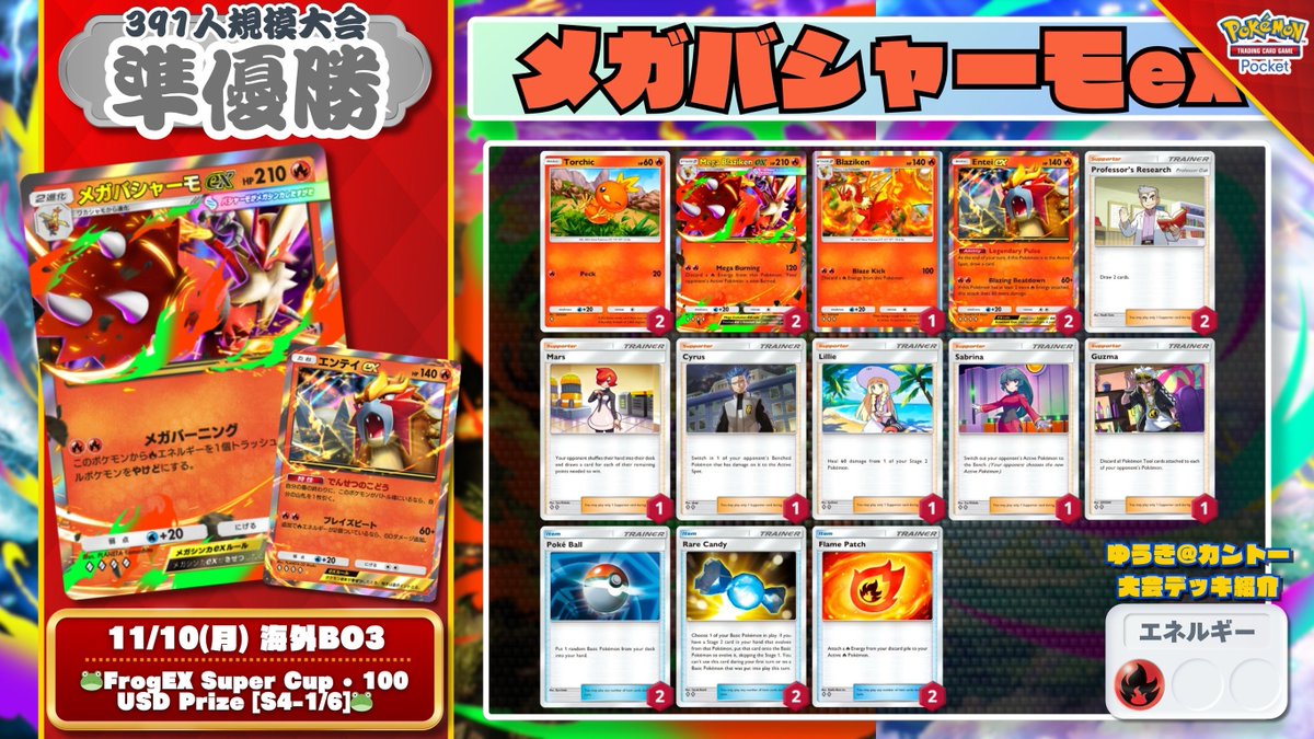 🌏 ポケポケ 大会結果 🌏 2つの『メガバシャーモex』が優勝＆準優勝