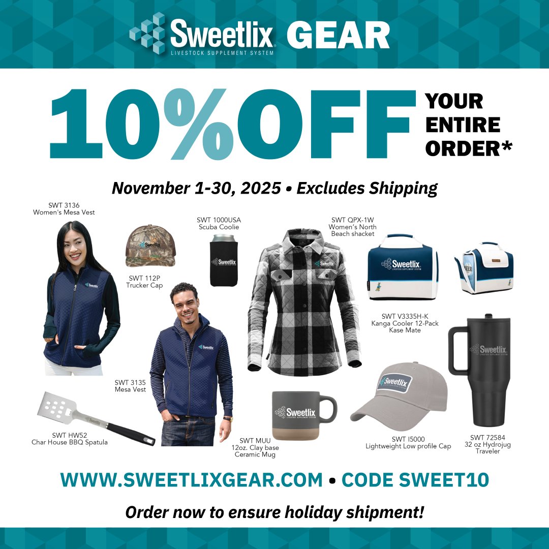 🎉November Merch Madness!🧢🥤

Enjoy 10% OFF all Hubbard, Show-Rite, Crystalyx and Sweetlix gear this month! It’s the perfect time to stock up or grab a gift for the holidays! 🛍️🛒 
hubbardgear.com
showritegear.com 
crystalyxgear.com
sweetlixgear.com