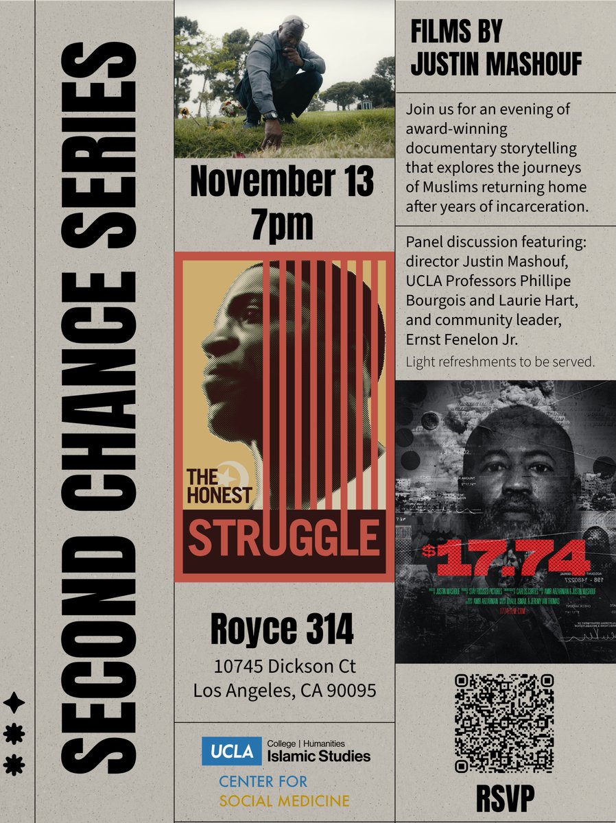 What does it take to rebuild a life after prison?

This Thursday at UCLA, join us for a screening of The Honest Struggle and $17.74, followed by a panel with director Justin Mashouf, UCLA Professors Philippe Bourgois and Laurie Hart, and reentry advocate Ernst Fenelon Jr.

📍