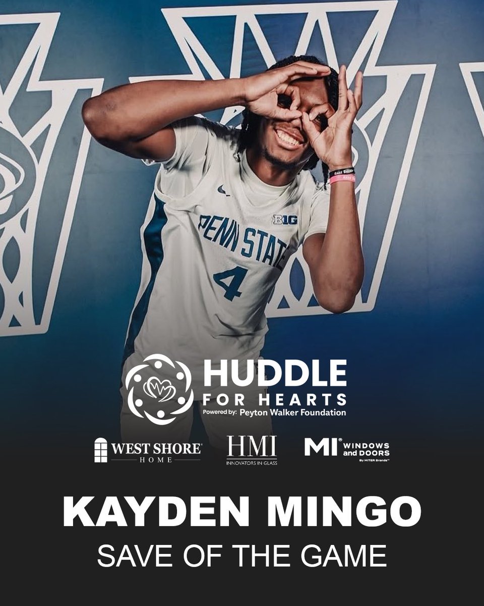 HuddleForHearts's tweet photo. The Huddle Highlight Save of the Game, powered by Huddle for Hearts, features Kayden Mingo of Penn State Menโs Basketball with 16 points, 6 assists, and 1 steal against New Haven.
#KaydenMingo #PennStateBasketball #WeAre #SavingLives https://t.co/SE89pxnSX9