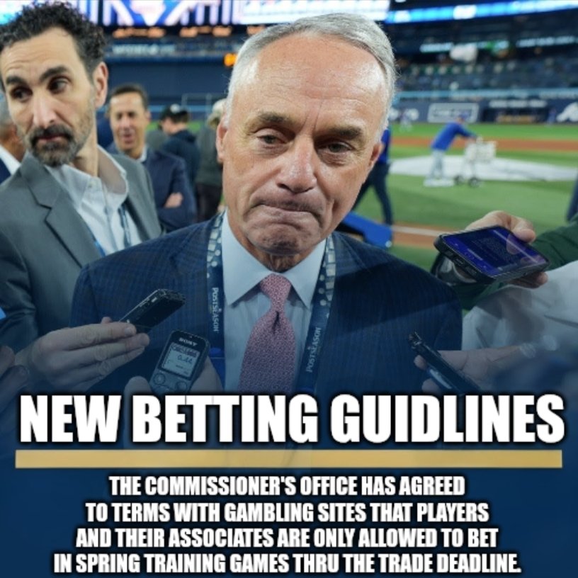 MLB2026__'s tweet image. With the recent betting scandal with two Cleveland players, Commissioner Rob Manfred has negotiated a new agreement with baseball's beloved and top providers of revenue, the gambling sites and has agreed to limits regarding betting on baseball. 

@MLB
@MLBNetwork 
#Guardians