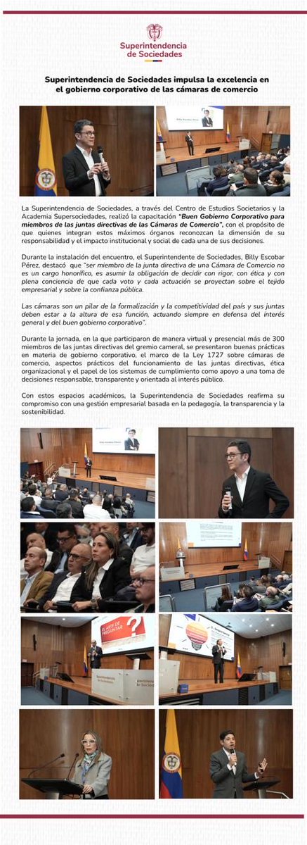 <a href="/BillyEscobarP/">Billy Escobar Pérez</a>, destacó “ser miembro de la junta directiva de una CC no es un cargo honorífico, es asumir la obligación de decidir con rigor, con ética y con plena conciencia de que cada voto y cada actuación se proyectan sobre el tejido empresarial y sobre la confianza pública