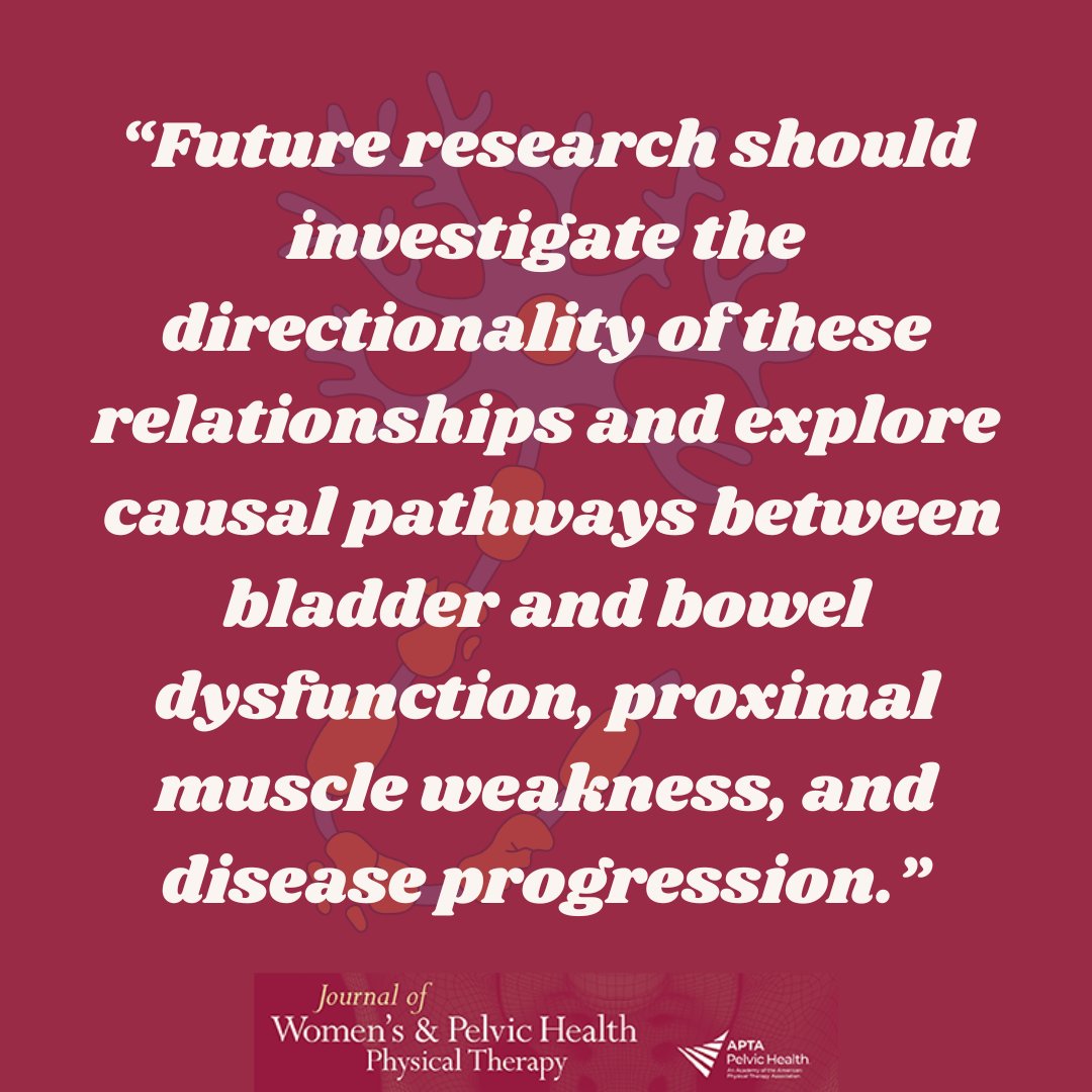 JWPHPTofficial's tweet image. The relationship between bladder and bowel function with hip and trunk strength and walking outcomes in people with multiple sclerosis by Lauren Van Valkenburgh, Pt, DPT @ssarahjopt