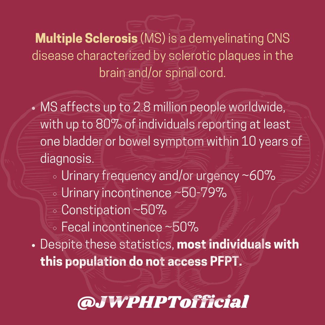 JWPHPTofficial's tweet image. The relationship between bladder and bowel function with hip and trunk strength and walking outcomes in people with multiple sclerosis by Lauren Van Valkenburgh, Pt, DPT @ssarahjopt