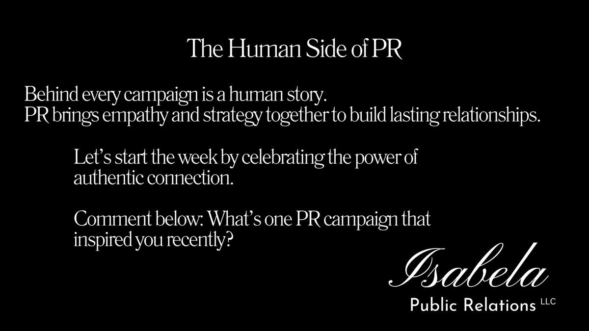 IsabelaPublic's tweet image. PR isn’t just communication — it’s connection. 🌉

The best stories don’t just reach people; they

resonate.

#PRInsights #BrandTrust #CommunicationMatters #PR