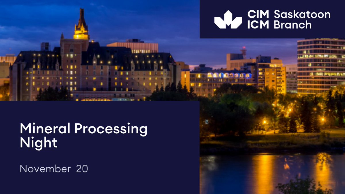 CIM_ICM's tweet image. Join CIM Saskatoon for an evening of surveying solutions of mining for Uranium, Potash and Lithium.
Register today: eventbrite.ca/e/cim-saskatoo…

#CIMsaskatoon #MineralProcessing #CIMbranch