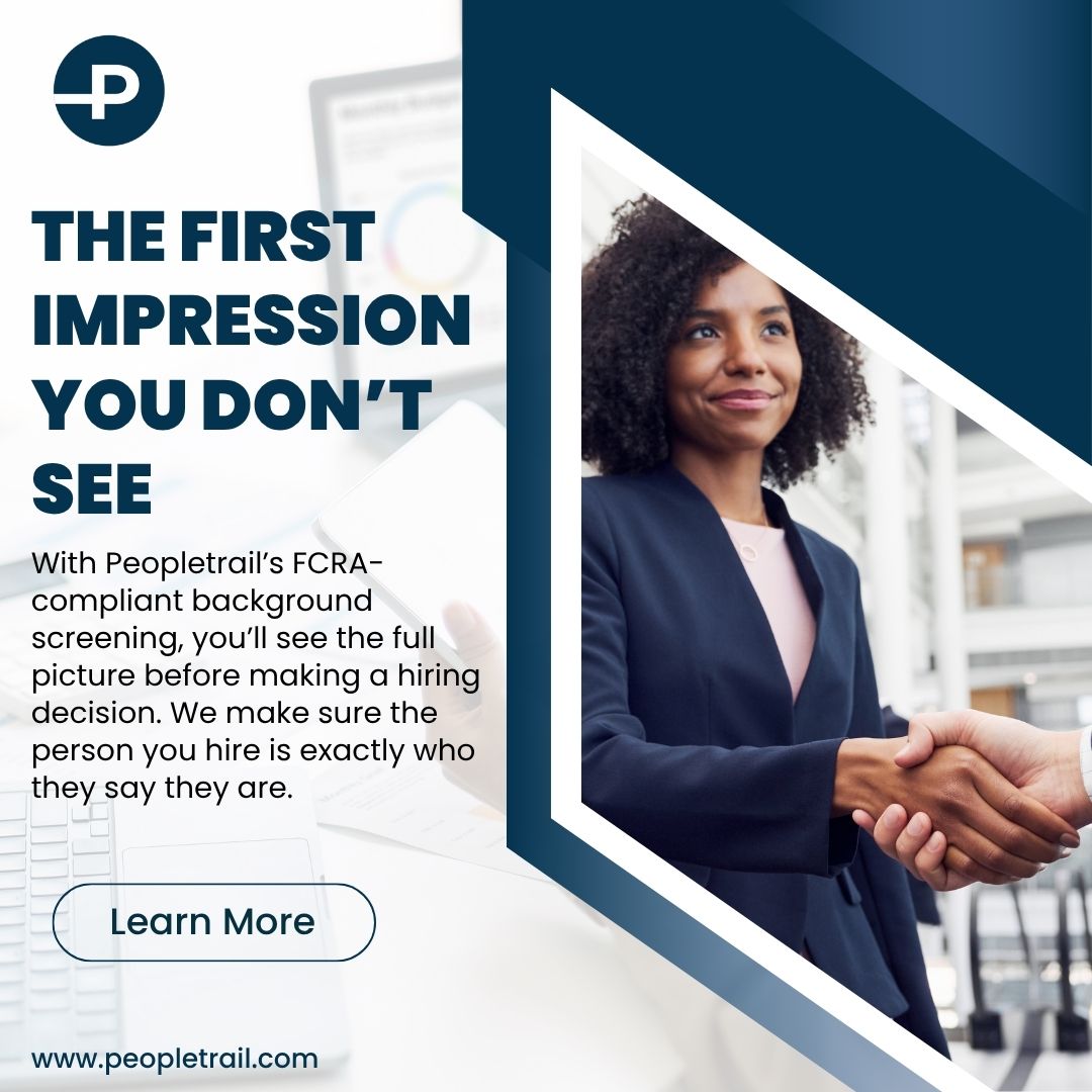 Peopletrail's tweet image. A polished resume can open the door — but a #backgroundcheck reveals what’s behind it.

With Peopletrail’s FCRA-compliant #backgroundscreening, you’ll see the full picture before making a #hiring decision. 

Because the best first impression is the one that lasts.
