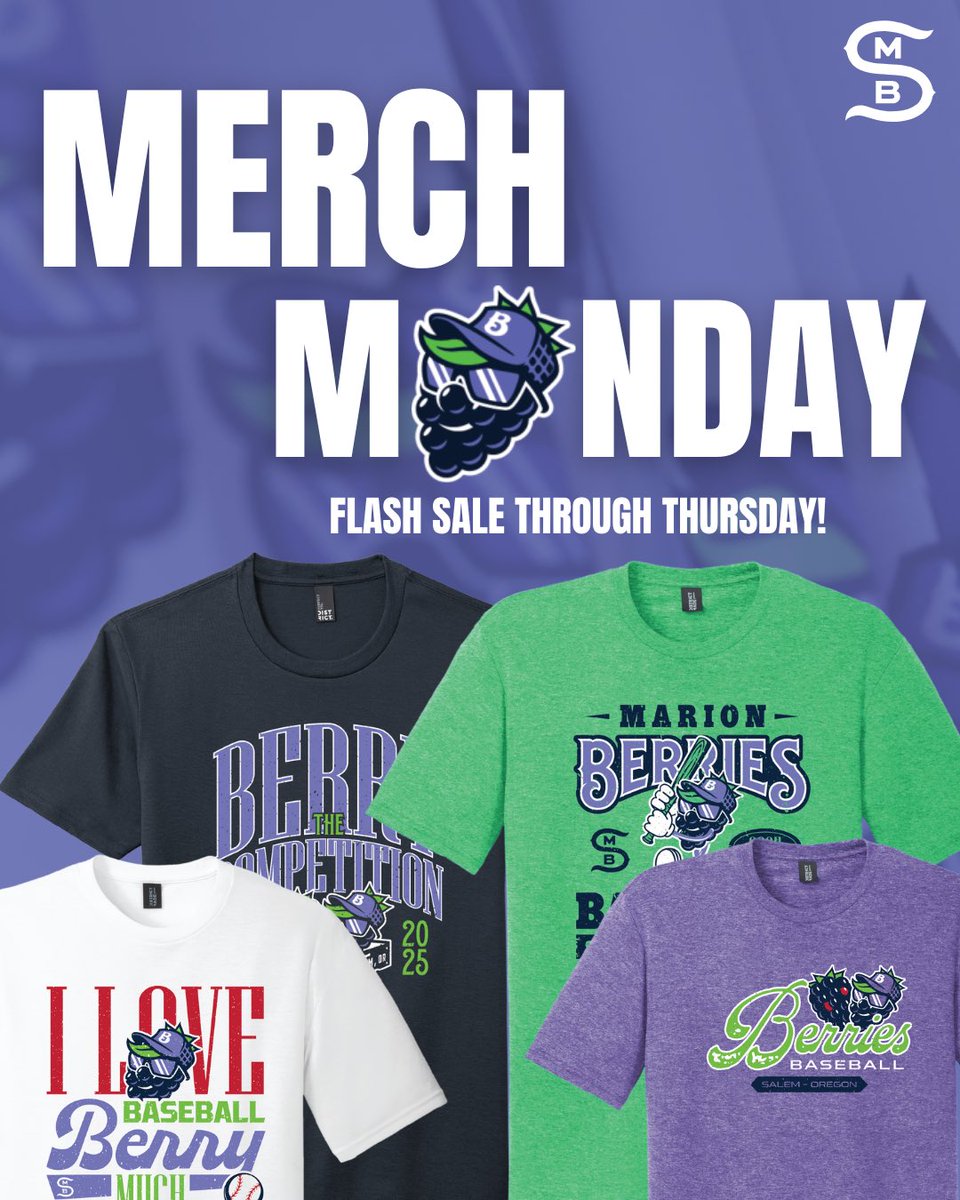 BerriesBSBL's tweet photo. ๐ซ T-SHIRT TIME! ๐ซ
Your favorite T-shirts just got sweeter! All Berries tees are 20% off now though Thursday.
๐ Shop the link in bio!
#BerryStrong https://t.co/wSWSgGQUYm