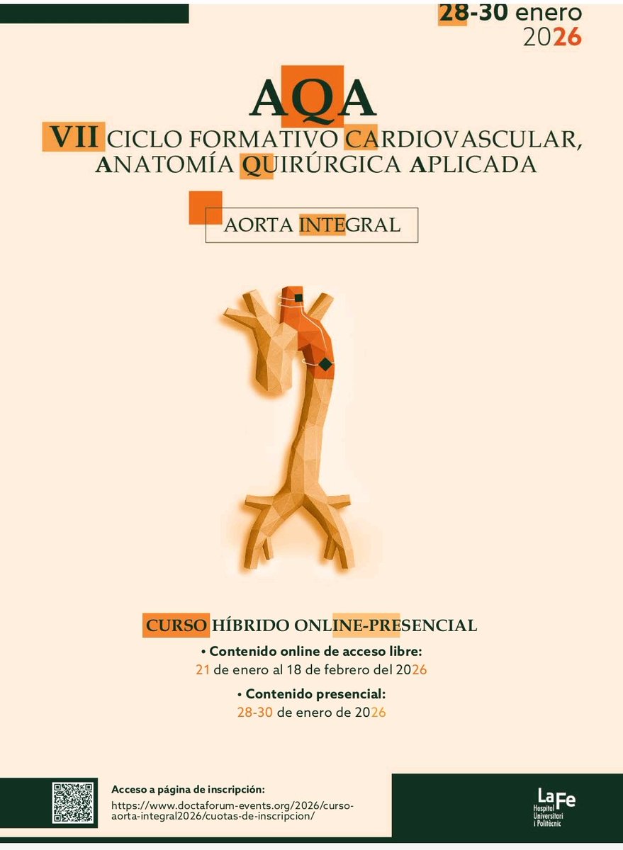 Abierto plazo inscripción VII multidisciplinar  aorta integral. Plazas limitadas. <a href="/sedar_es/">SEDAR</a> <a href="/LGallegoLigorit/">Lucía Gallego Ligorit</a> <a href="/argente_pilar/">Pilar Argente Navarro</a> <a href="/HospitalLaFe/">HospitalLaFe</a> <a href="/anest_vhebron/">Anestesia Vall d'Hebron.</a>