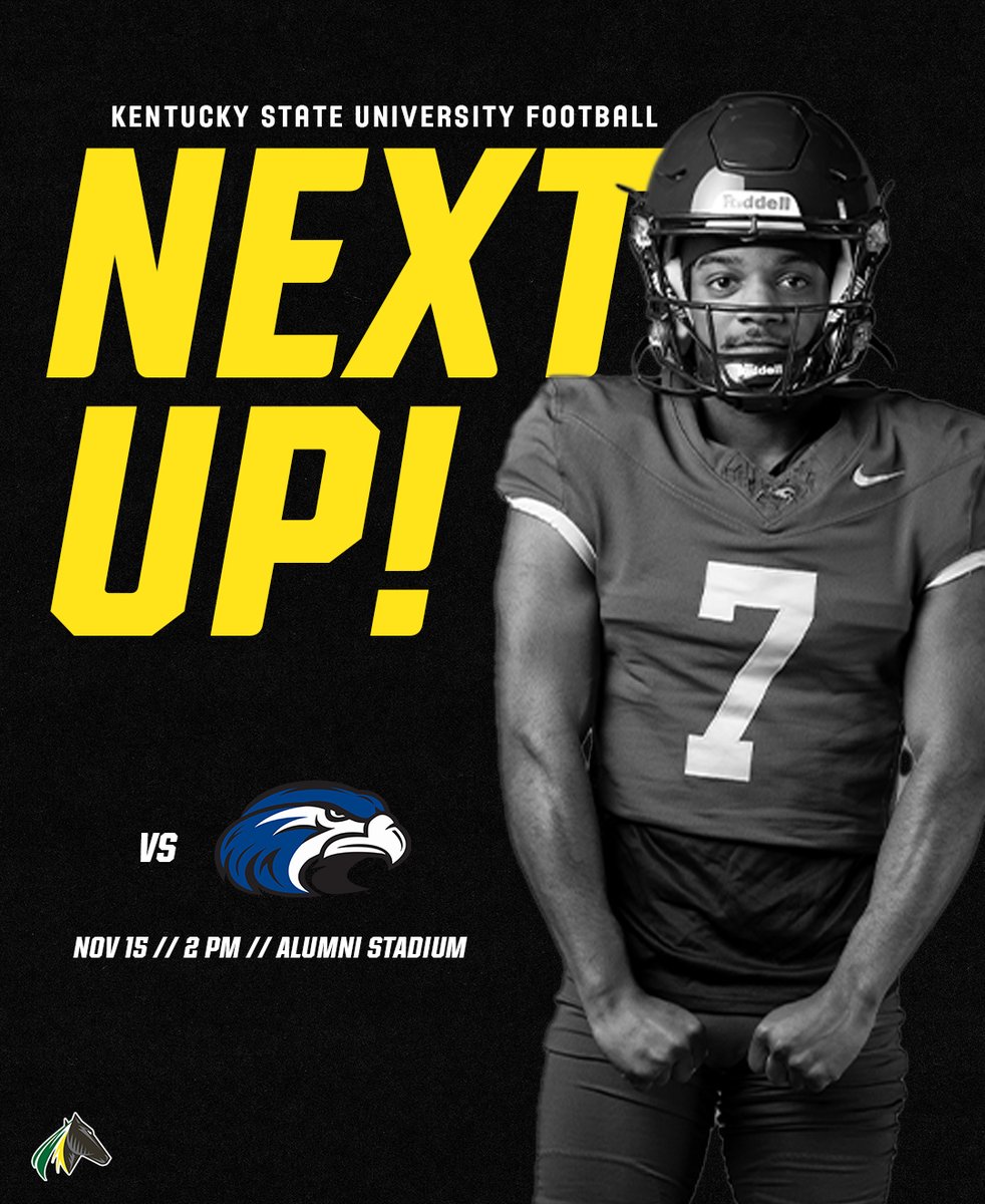 KYSUAthletics's tweet photo. FB | It’s time to show out, Thorobred Nation!

Join us this Saturday, Nov. 15, as Kentucky State Football hosts the Shorter Hawks of the Conference Carolinas at 2 p.m. inside Alumni Stadium in Kentucky’s capital city — Frankfort!

#KSUFB https://t.co/ac8Glwl7c8