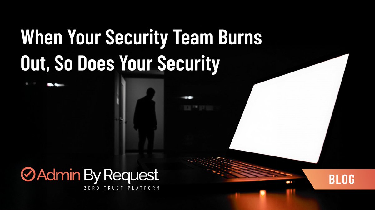 AdminByRequest's tweet image. Security teams are susceptible to burning out, and if they do, your security gets worse. 

In this 𝗕𝗹𝗼𝗴, we explain how long hours and endless access requests create security debt. We also take a look at ways this burn out can be avoided 😪

If you&apos;re feeling that stress of…
