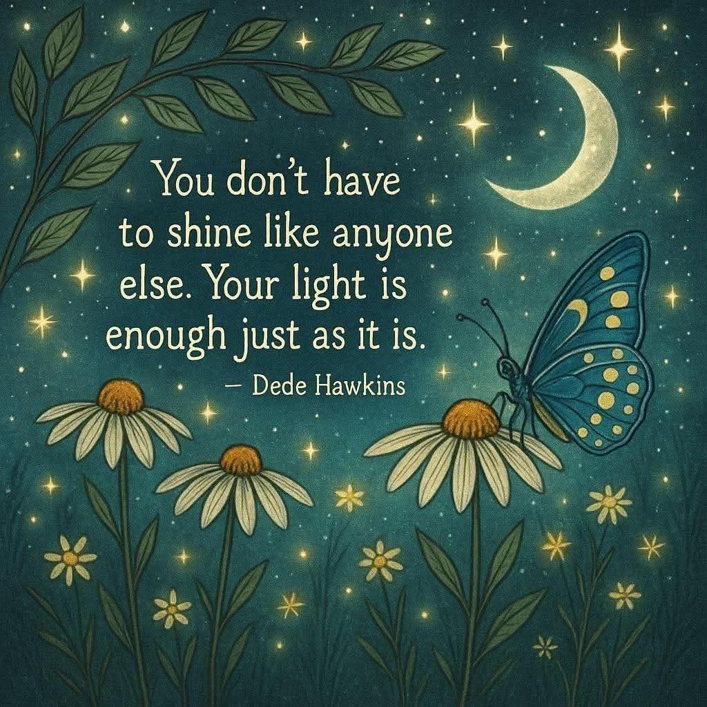 LifeWithJohn's tweet image. You don&apos;t have to shine like anyone else.
Your light is enough just as it is. - Dede Hawkins