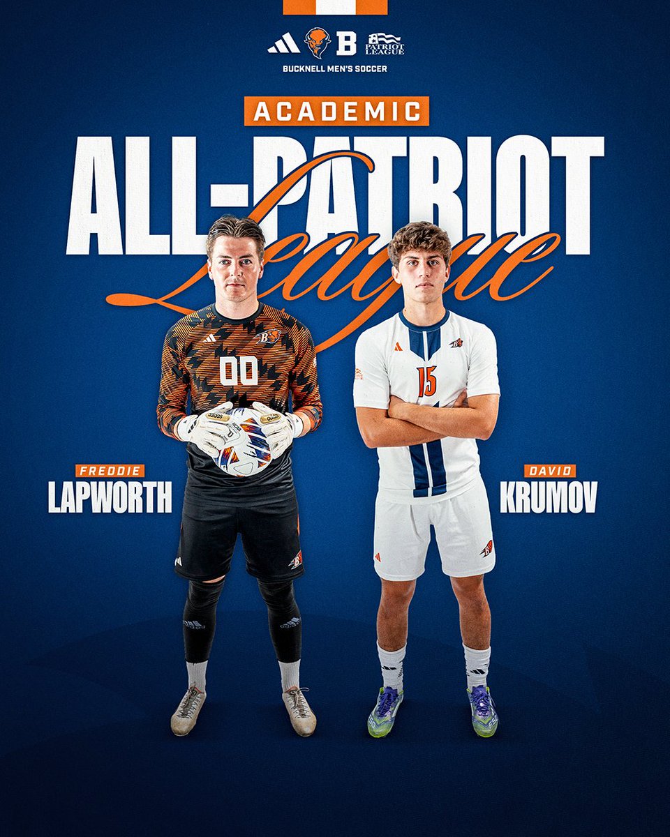 Congrats to Freddie Lapworth &amp; David Krumov on today's selection to the Academic All-Patriot League Team! #rayBucknell #ScholarAthletes
