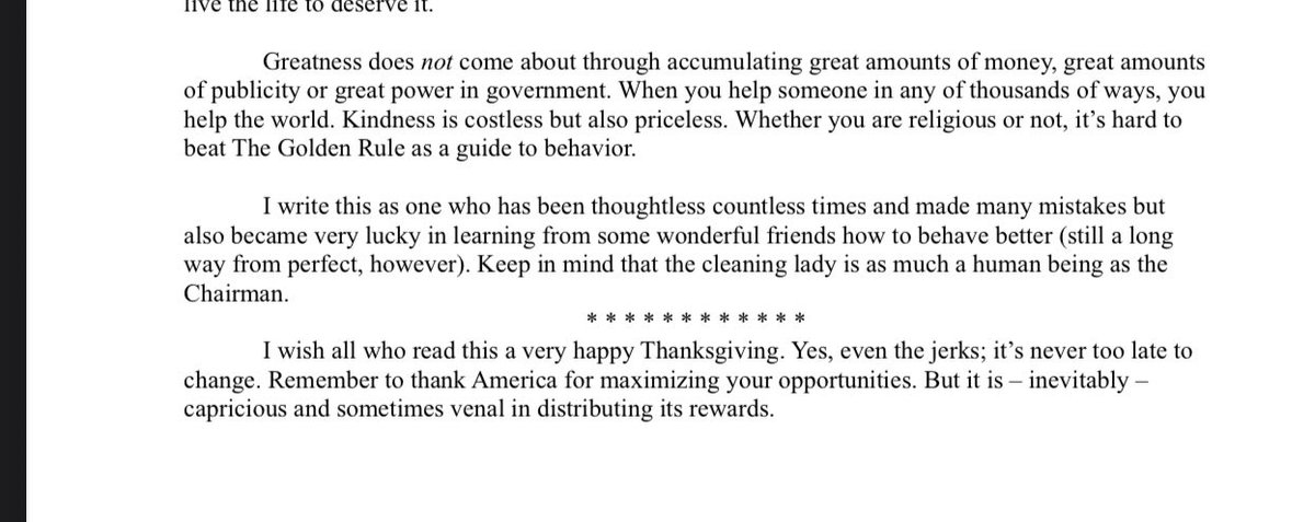 My favorite part of Warren Buffets letter. https://t.co/625Hs9tdf3