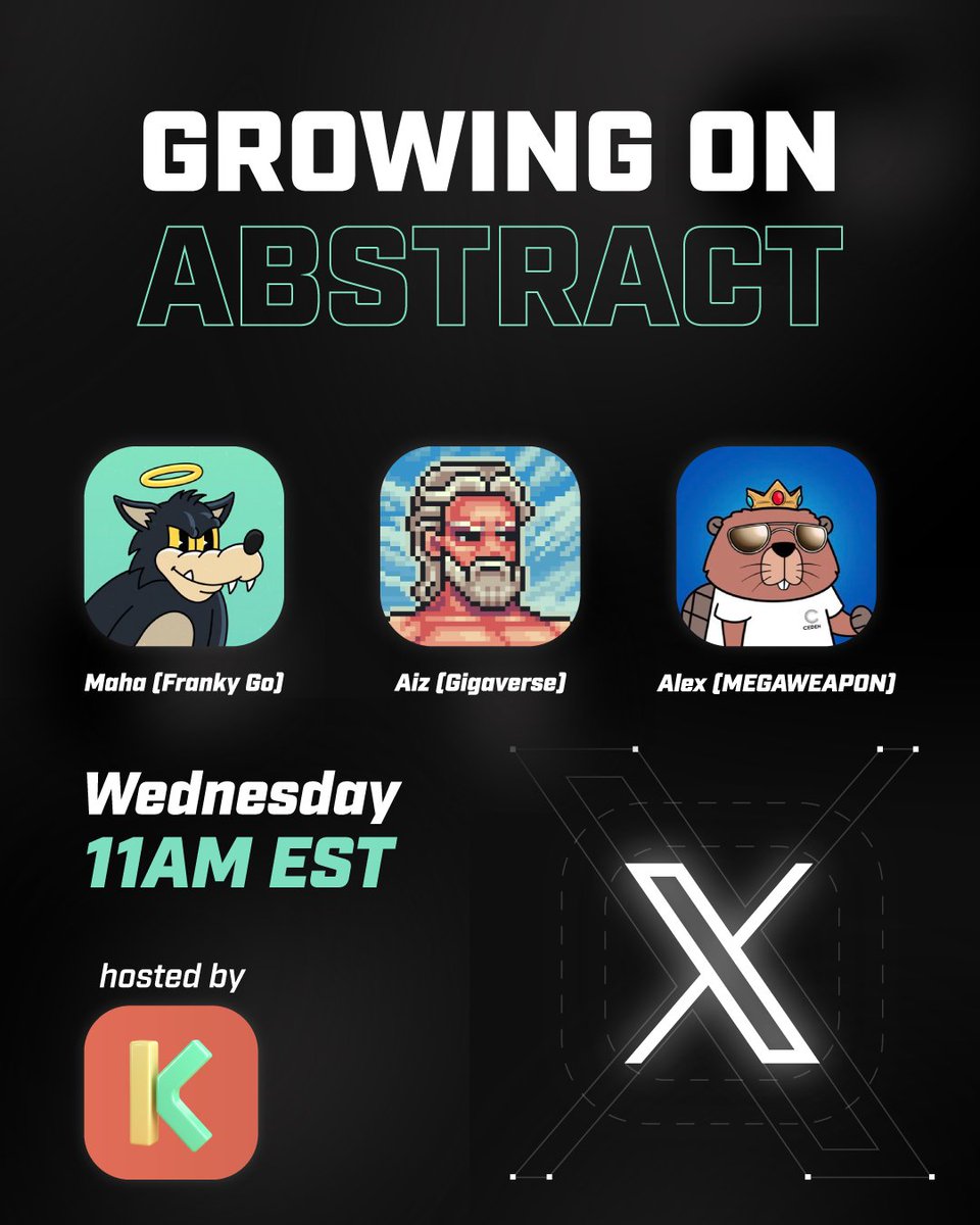 Kura_list's tweet image. Excited for the opportunity to discuss where Abstract is and where it is headed!

Join the builders from your favorite projects including @playgigaverse @frankythefrog @_megaweapon_ @alex_moody @Maaaaahhhaaaaa @Aizcalibur and as usual maybe more

x.com/i/spaces/1OyKA…