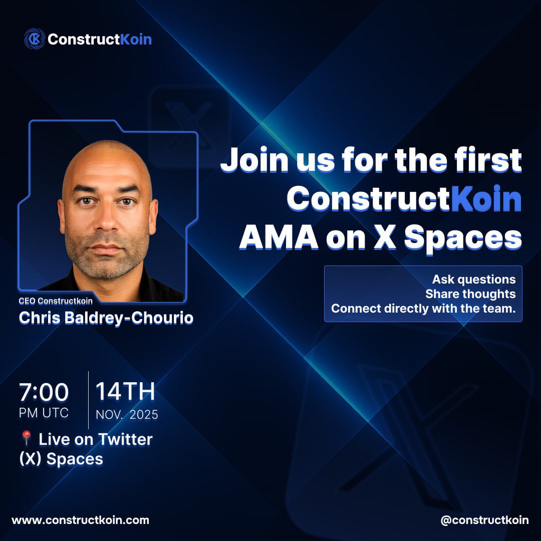 🚨 Announcements 🚨

Want to learn more about Real World Assets (RWAs) and how they’re transforming blockchain?

🎙️ Join us for the very first ConstructKoin AMA on Twitter!

This is your chance to:
💡 Gain exclusive insights into RWAs
❓ Ask your burning questions
🌍 Discover how