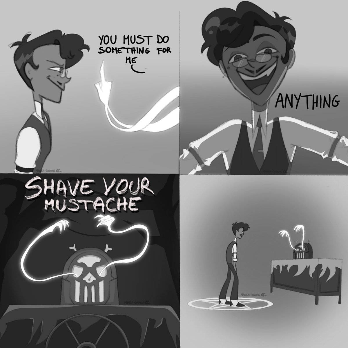 Manga_disegna's tweet photo. The real reason why Alastor doesn't have a mustache ~

Suggestion by @AFamousInfamou1 

#hazbinhotelseason2 #Alastor https://t.co/P2iy0aaU42