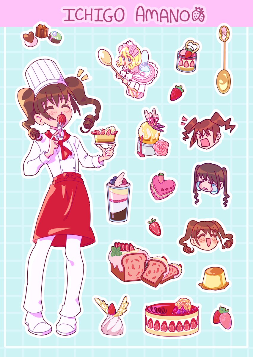 My Yumeiro Patissiere sticker sheet! It was so fun drawing some of the desserts from the showww!!