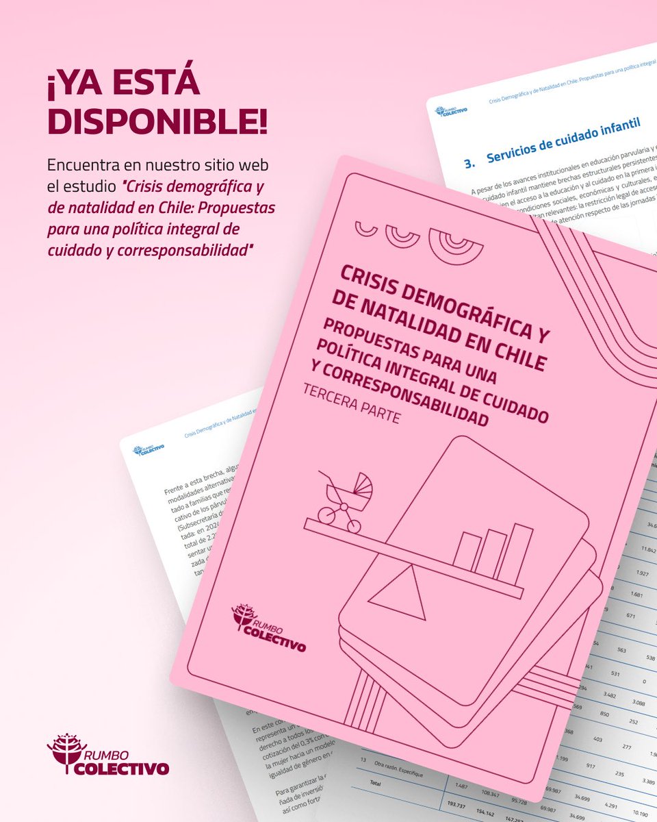 💥 Criar en Chile encarece el presupuesto en un 35% (≈ $442.773/mes).

🙌🏼 Ya está disponible el 3er informe de natalidad: “Propuestas para una política integral de cuidado y corresponsabilidad”.

✍🏼 Autoras: Licán Martínez, magíster en Economía y Política Pública, y Carolina