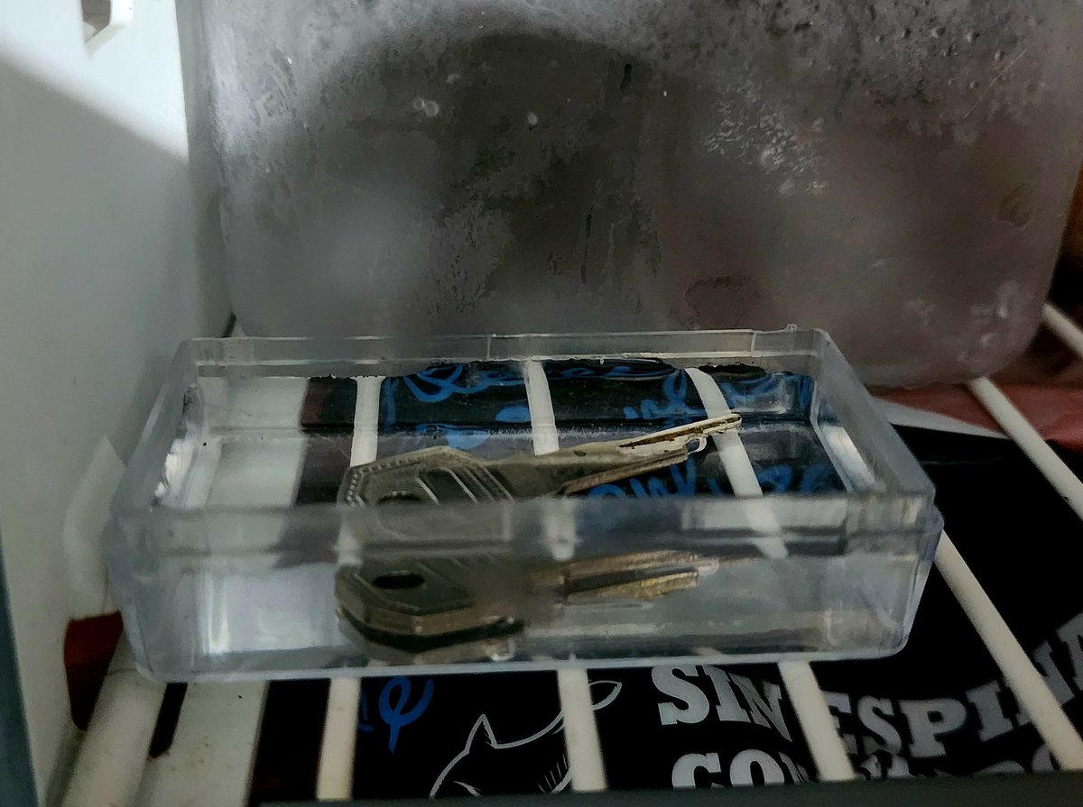 Hey, <a href="/pupsvend/">Pup Svend</a>, if you want to free your use(less) clit, you'll have to beg, cry, and wait for the ice to melt.

P.S.: With this post, you discover that the key is in the freezer. You're welcome, boy. I know you love being exposed and put in your right place as my dog 😏😉