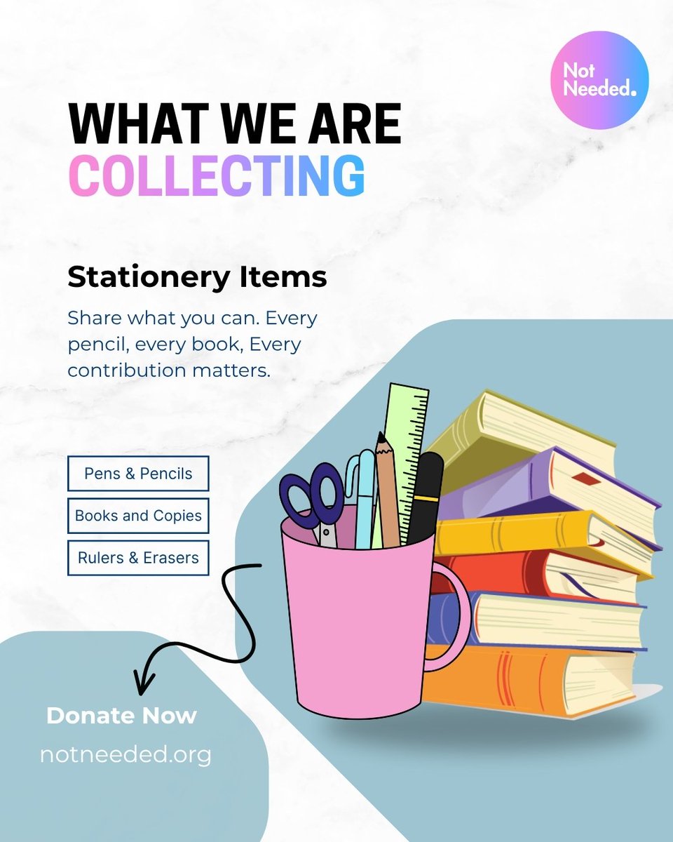notneeded_wg's tweet image. Let your not needed stationeries inspire a classroom full of dreams. Donate pens, books, and stationaries to Shopnoshiri Model High School.

Learn more and join at notneeded.org ✨

#LiveLight #NotNeeded #GiftAlibrary
