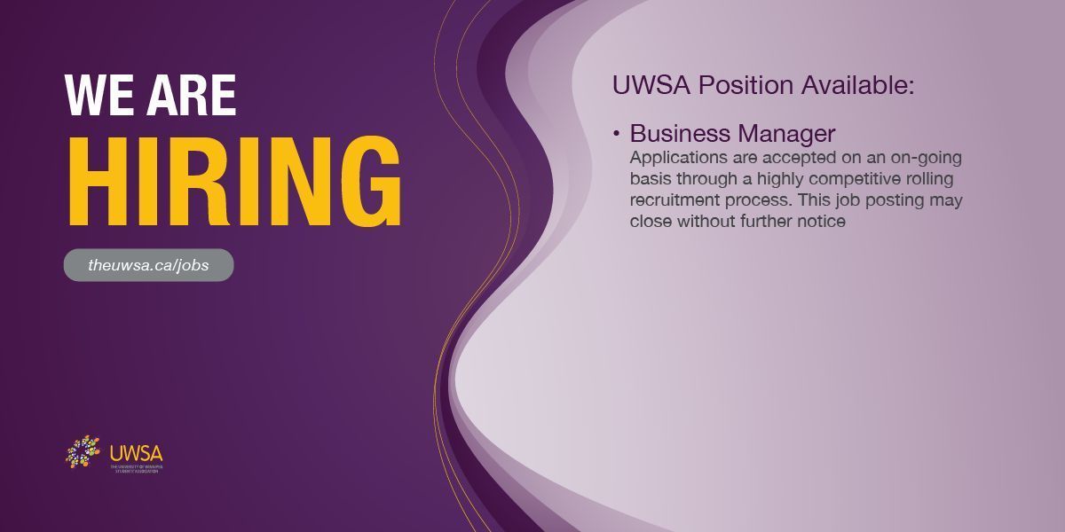 Join the UWSA! Submit your application now to become Business Manager at the UWSA. For details, visit buff.ly/3BX8gKi.