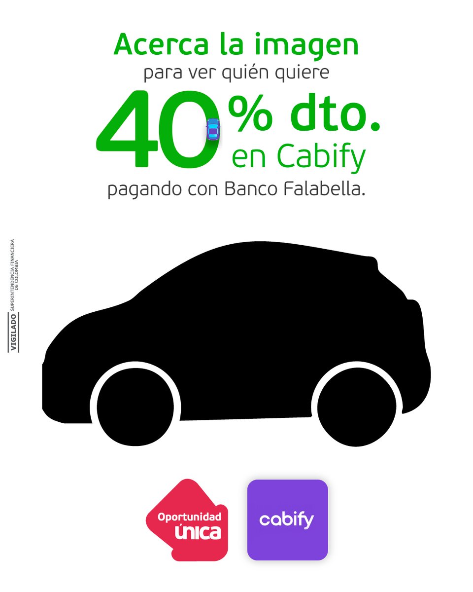 Aprovecha el 40% en todas tus carreras en <a href="/cabify_colombia/">Cabify Colombia</a> , todos los días del mes 🚕💚

Usa este código: WINNERDAYS
Y disfruta de un descuento de máximo $7.500 por viaje 🤩.

#cabify #Descuentos #oportunidadúnica #bancofalabella