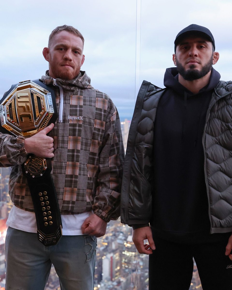 ufc's tweet photo. First faceoff in the Big Apple 🍎

🏆 Jack Della Maddalena vs @MAKHACHEVMMA 

[ #VeChain #UFC322 | SAT NOV 15 | 📍 @EdgeNYC ] https://t.co/TEcNjwq164
