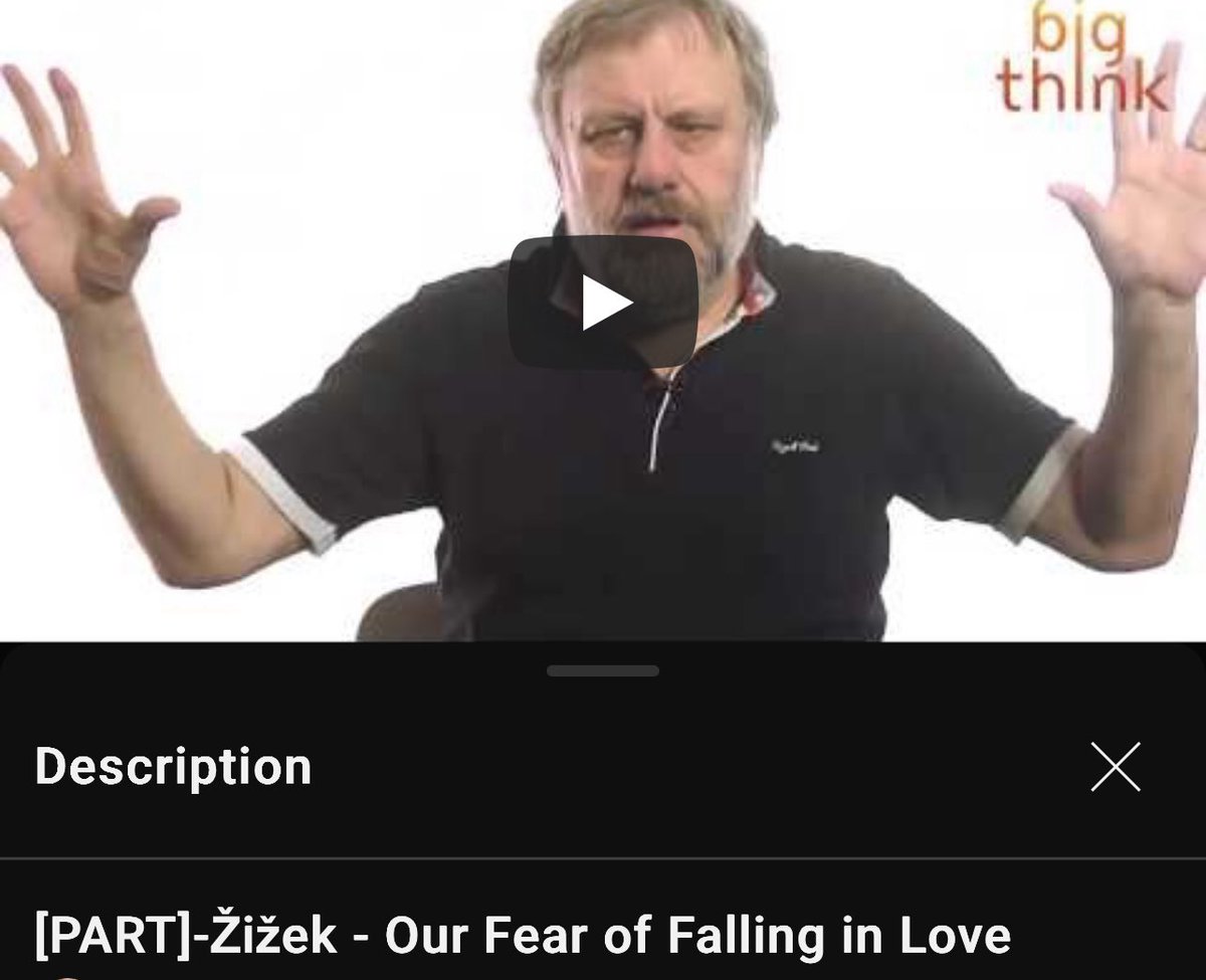 this is brilliant. Žižek has one of my favourite takes on why love feels rarer today: people are afraid of *falling* in love, because falling means losing control and surrendering our self-certainty

we want to love without falling, desire without danger, affection without