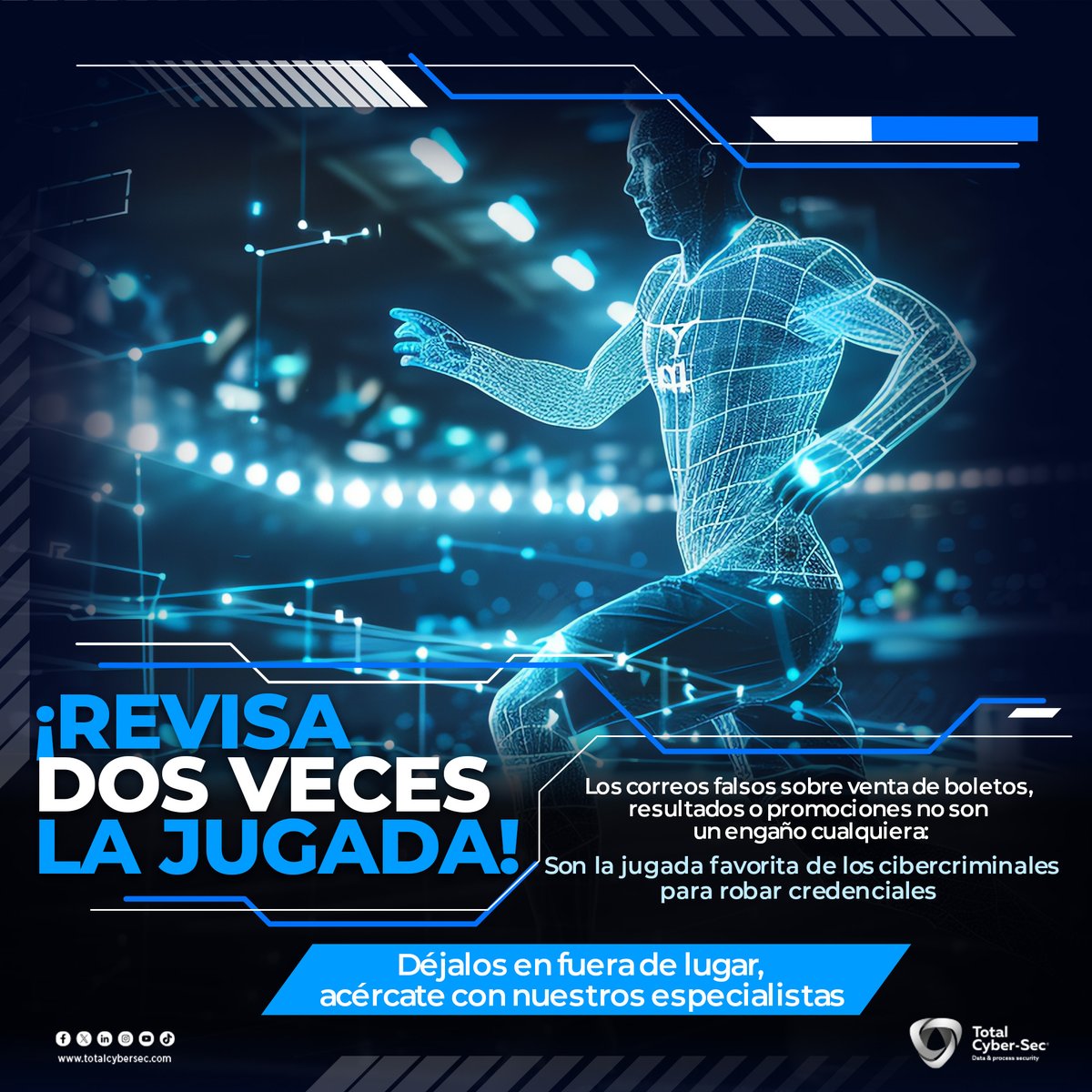 totalcybersec's tweet image. Con nuestras soluciones de protección avanzada, atajamos y despejamos el #phishing antes de que llegue a tu portería. ⚽ Acércate a #TotalCyberSec, el #MVPenCiberseguridad. 
Visita bit.ly/TCSMvP ⭐