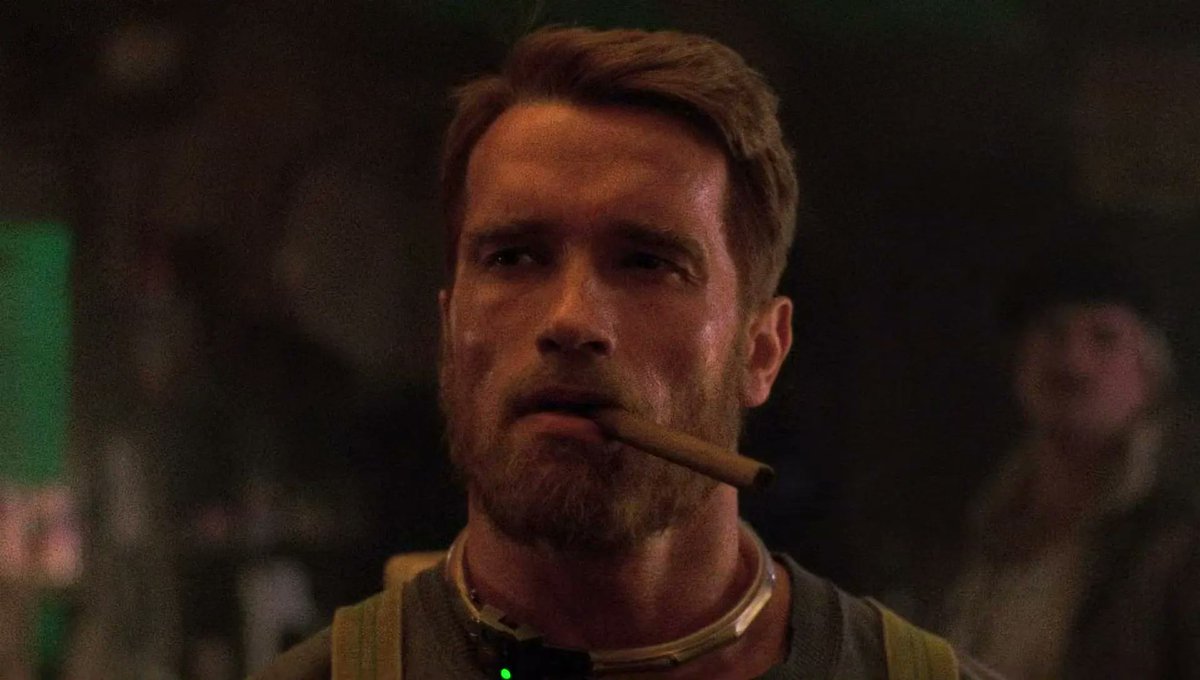 I'm watching The Running Man.

The biggest mistake of Arnold's career is that he didn't do more films with a beard.