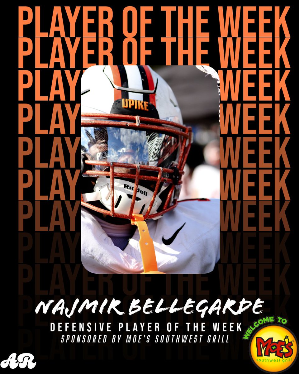 ⬛️🟧🐻DEFENSIVE PLAYER OF THE WEEK⬛️🟧🐻

GIVE IT UP FOR NAJMIR BELLEGARDE &amp; LEVI EVANS

SPONSORED BY MOES SOUTHWEST GRILL

#bearnation #upikefootball #upike #bears