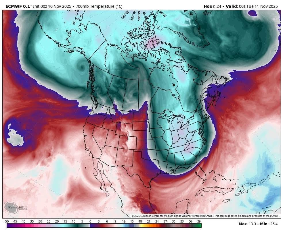 whatdoiknow's tweet image. Midwest and the East Coast gettin’ teabagged by Canada.