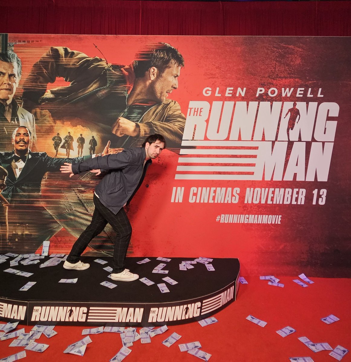 Saw The Running Man last night and of course I had to hit em with a sonic running pose 😂 Such a fun film, a thrilling chase from start to end. #RunningManMovie