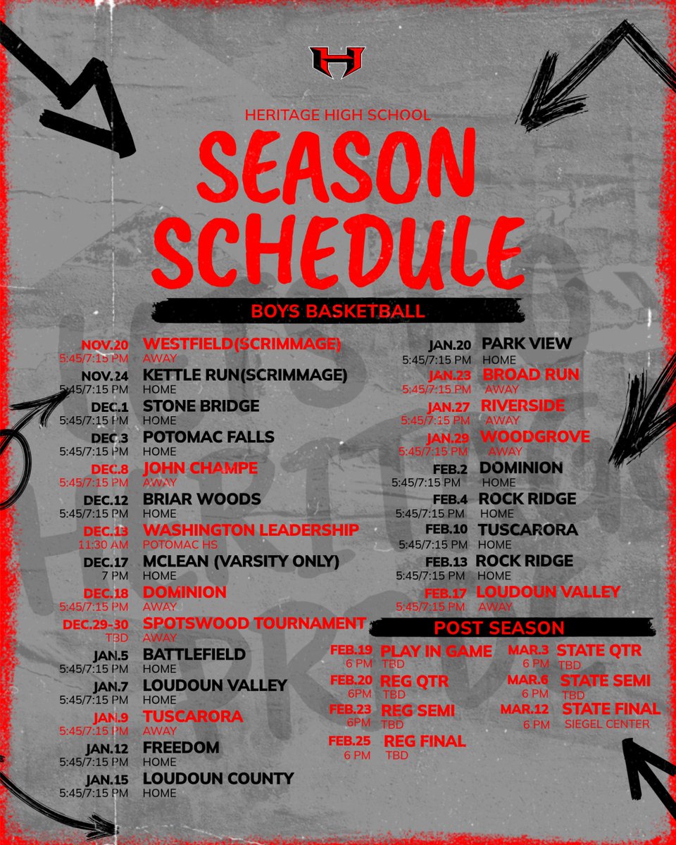 HHSPrideSports's tweet photo. Check out our Heritage Boys Basketball Schedule for the 2025-2026 season!
@hhspride_abc https://t.co/RvTpnOVdLP
